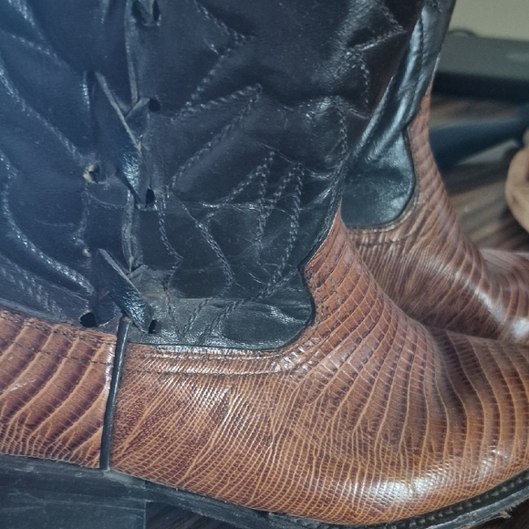 Kids Brown and Black Lizard Skin Cowboy Boots - Picture 4 of 4